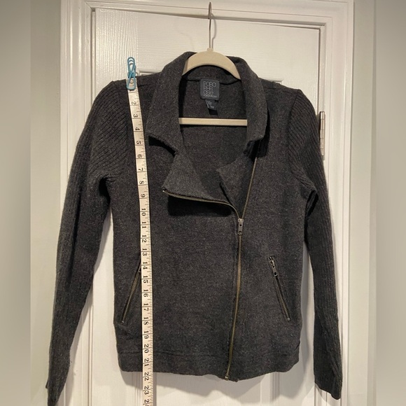 Paraphrase Size M Gray 100% Wool Asymmetrical Full Zip Bomber Sweater Jacket - Picture 8 of 14